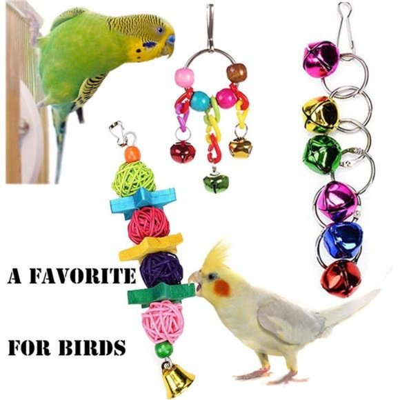 7 Pcs Bird Parakeet Cockatiel Toys, Hanging Bell Pet Bird Cage Hammock Swing - Picture 6 of 7